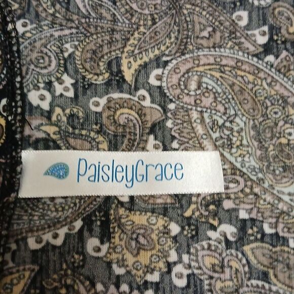 PAISLEY GRACE XXL Paisley Printed Women's Blouse 3/4 Sleeves Multi Colored XXL - Picture 9 of 11